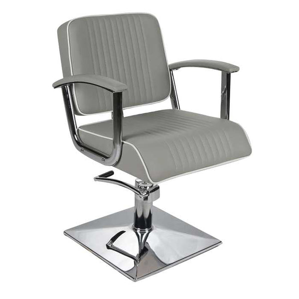 Madison Hydraulic Chair Square Base Grey with White Piping