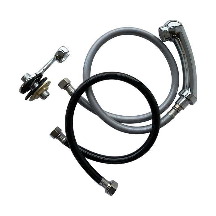 Non-Drip Shower Spray Hose and Holder Silver