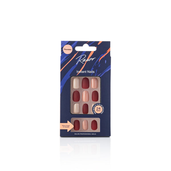 Rawr Stick On Nails Matte Brown/Beige Rounded