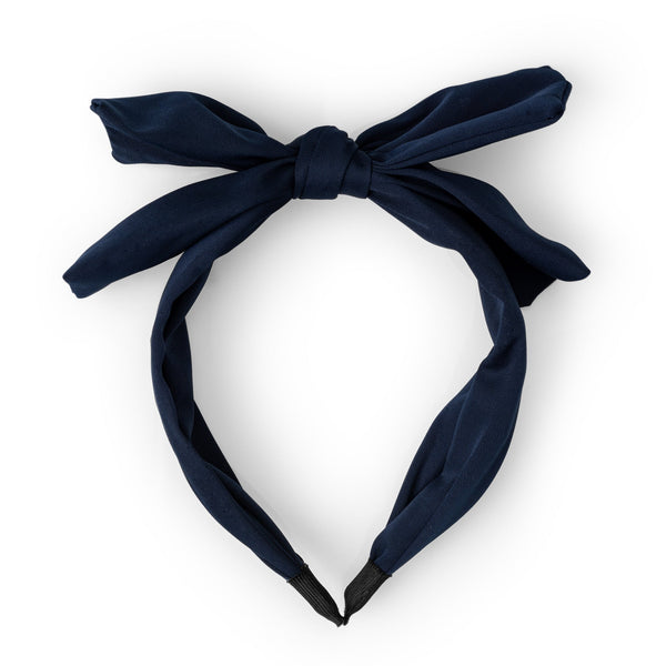 Rawr Satin Bow Headband - Navy