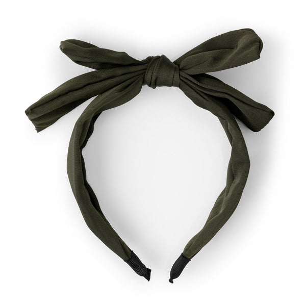 Rawr Satin Bow Headband - Khaki