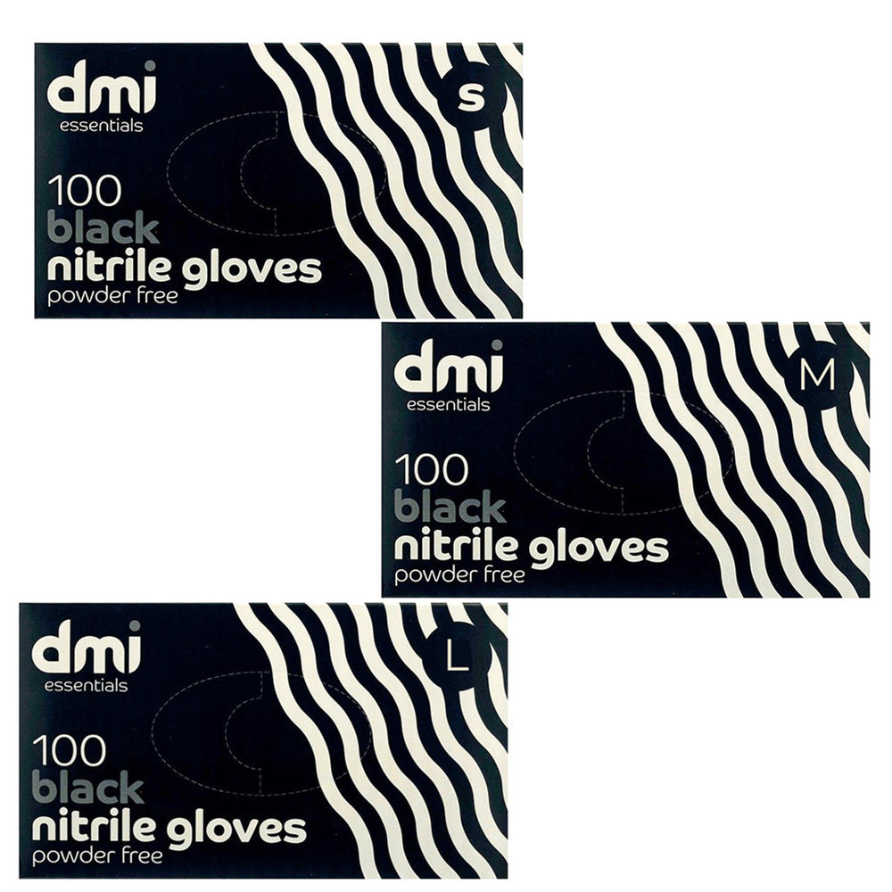 DMI black powder-free nitrile gloves box 100 pack