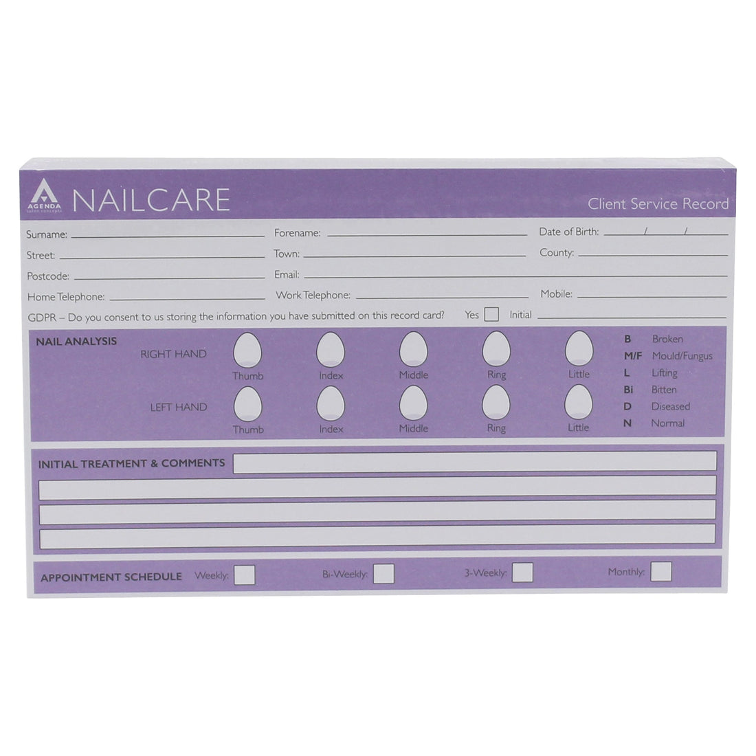 Record Cards For Nails 100 Pack