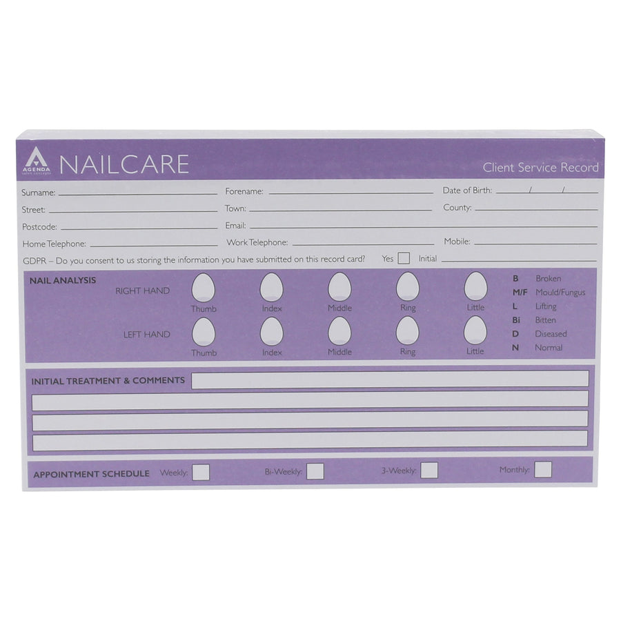 Record Cards For Nails 100 Pack