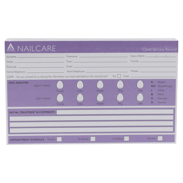 Record Cards For Nails 100 Pack