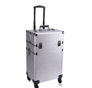 Beauty Storage Box Silver Leather Large