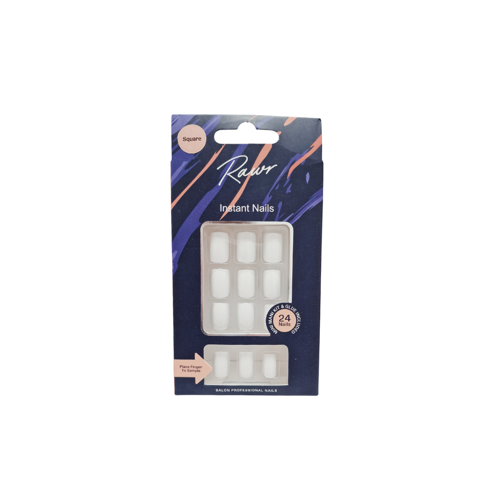 Rawr Stick On Nails Glossy White Square