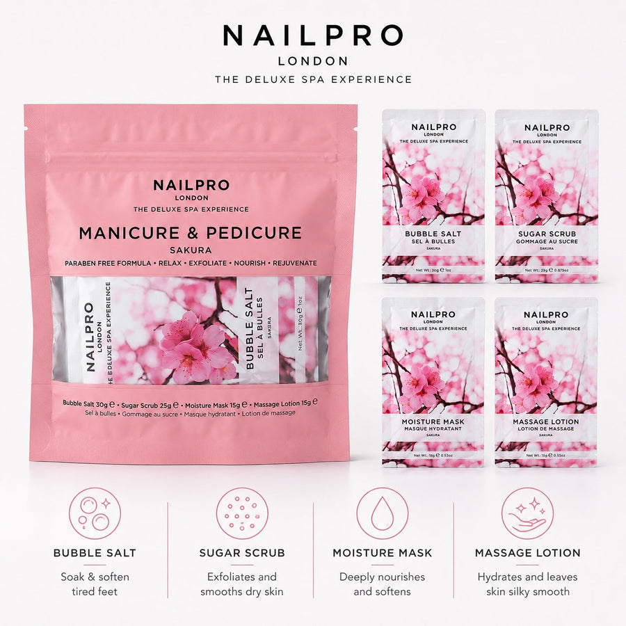 Nail Pro 4 Step Mani & Pedi Deluxe Spa Kit - Sakura