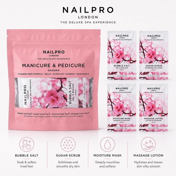 Nail Pro 4 Step Mani & Pedi Deluxe Spa Kit - Sakura