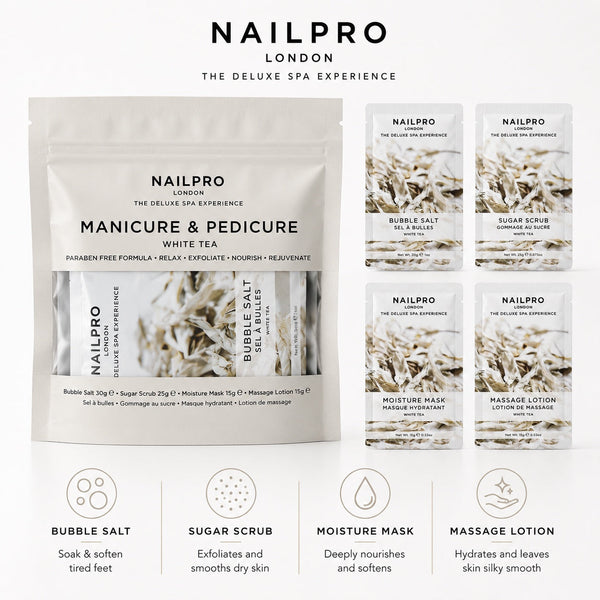 Nail Pro 4 Step Mani & Pedi Deluxe Spa Kit - White Tea