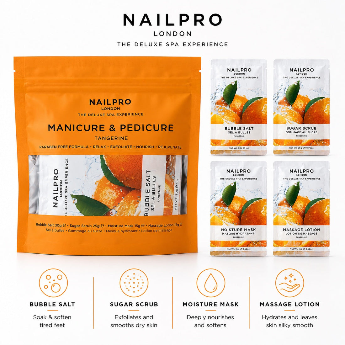 Nail Pro 4 Step Mani & Pedi Deluxe Spa Kit - Tangerine