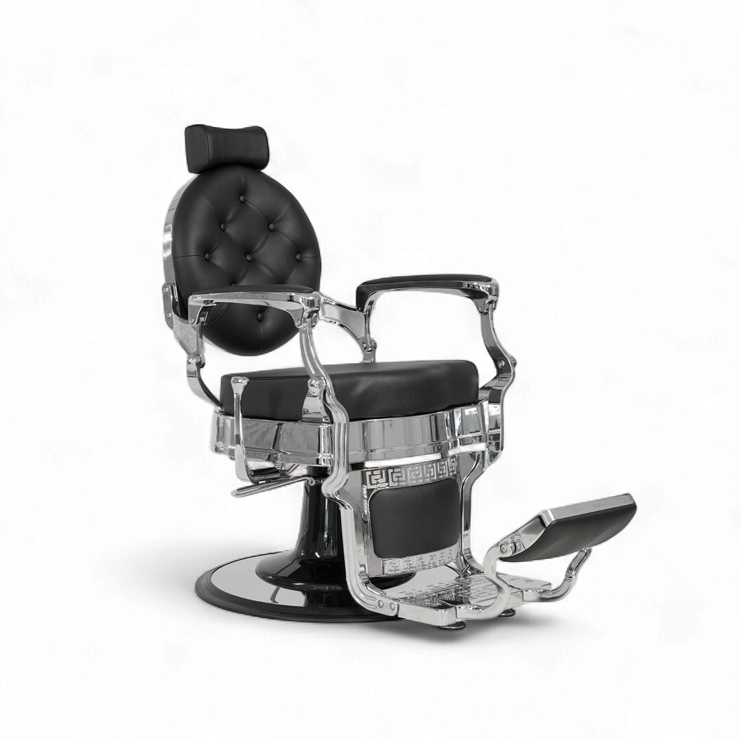 BUZZ Silver Black Barber Chair